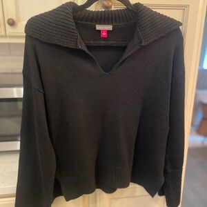 Vince Camuto Wide Collar Sweater, Slight Bell Sleeve, Black, Size Small